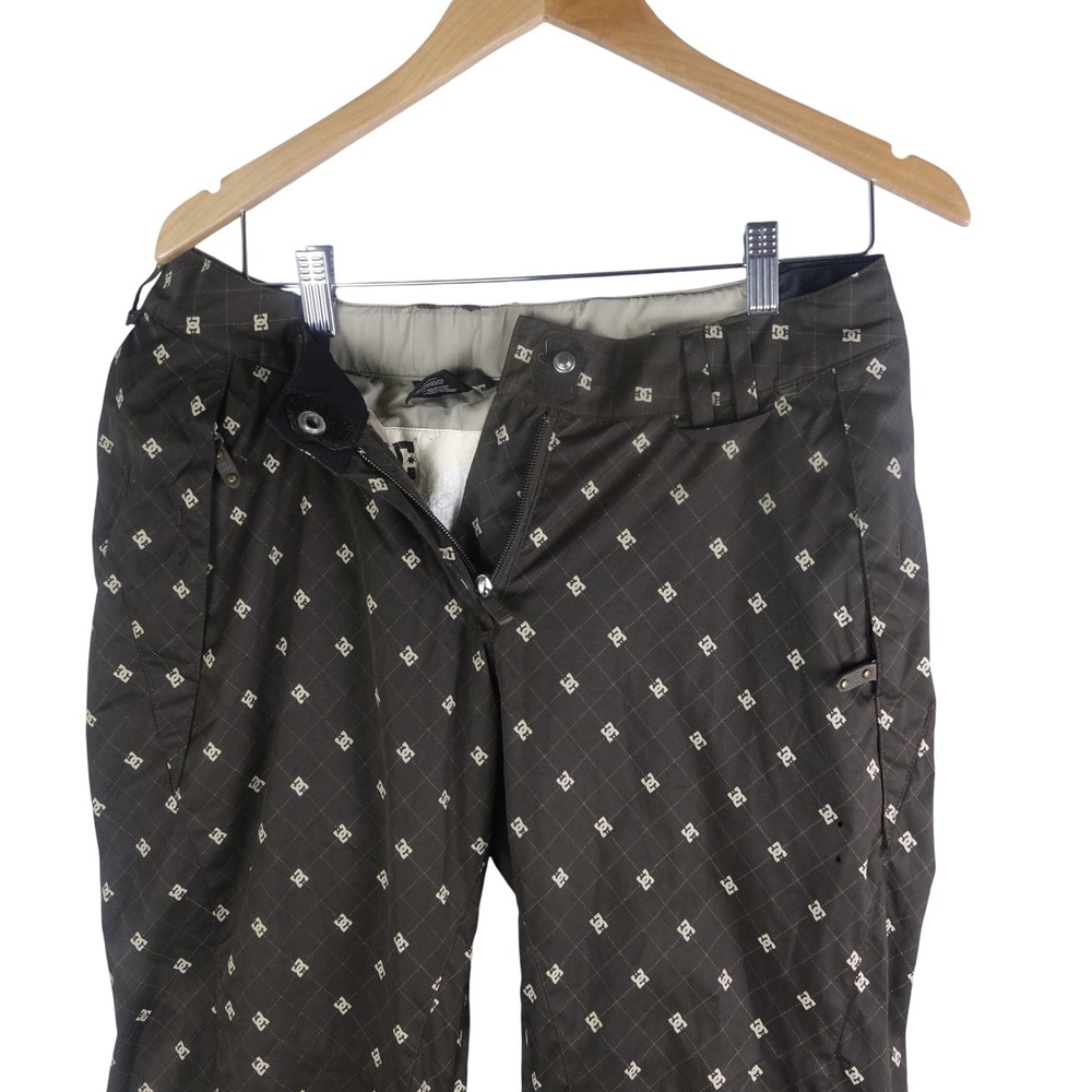 DC AOP Womens Brown Monogram Logo Insulated Snowboard Snow‎ Pants Size M Y2K